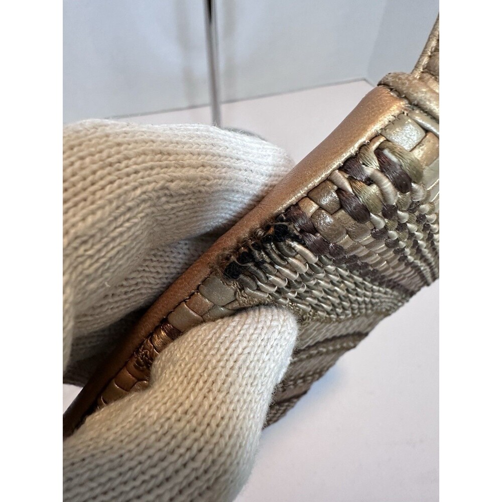 Vintage SHARIF USA Bag 90's Leather Weave Small Roomy Crossbody Purse Zip Dust - Picture 3 of 12